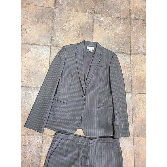 Calvin Klein Women's Brown Striped Suit Size 12, MSRP $348 - Picture 3 of 16